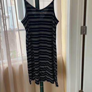 Mini striped black dress.